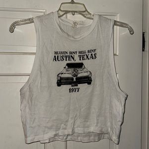 urban outfitters graphic muscle tank cropped